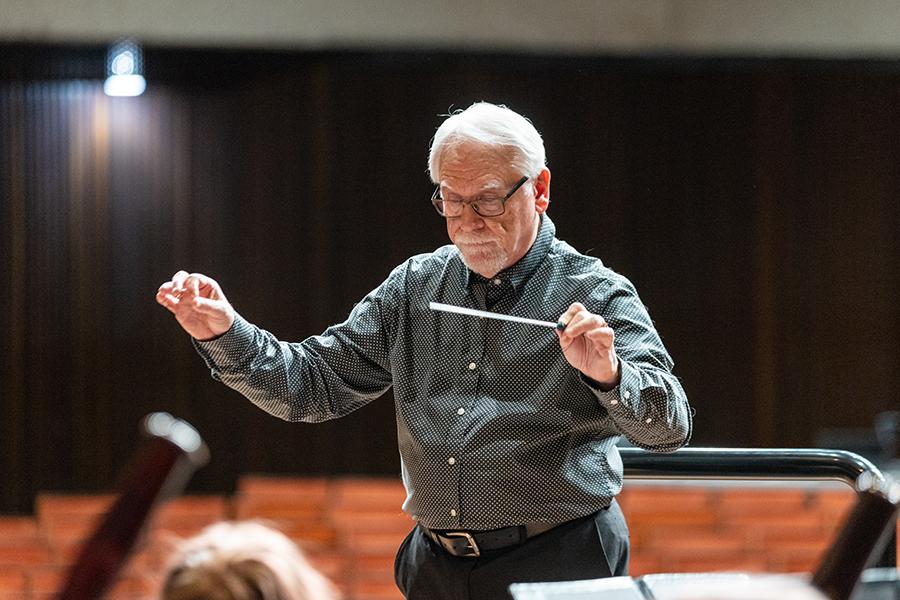 John Bell, a Northwest artist-in-residence and the conductor of the Wind Symphony, is retiring at the conclusion of the spring semester. (Photo by Lauren Adams/Northwest Missouri State University)
